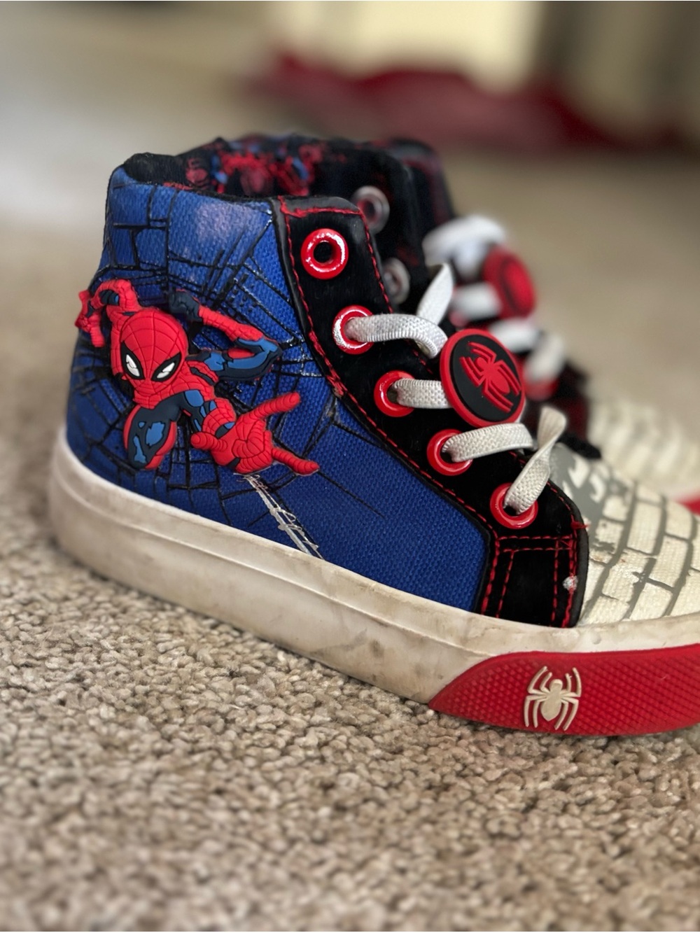 Marvel Blue and Red Spider-Man High-Top Kids Sneakers